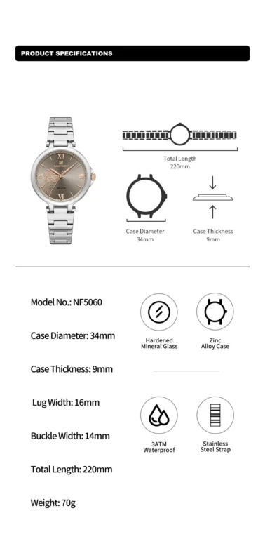 NaviForce Watch NF5060-RoseGold/White 2