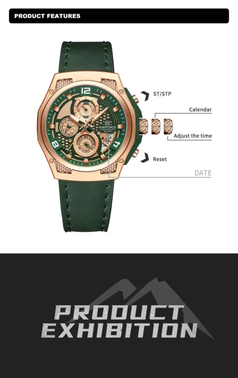 NaviForce Watch NF8051L-Green/Silver 3