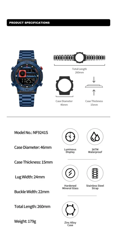 NaviForce Watch NF9241S-B/B/B 2